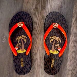 Michael Kors Palm Tree Logo Flip Flop Size 8